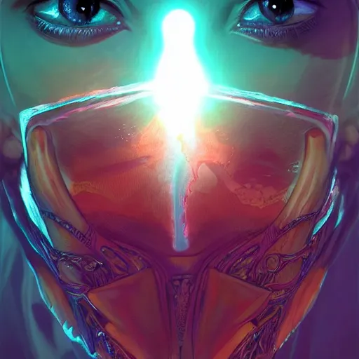 Image similar to african neon necromancer, science fiction, highly detailed, digital painting, beautiful eyes, symmetry, concept art, sharp focus, illustration, global illumination, radiant light, synthwave colors, detailed and intricate environment, art by artgerm and greg rutkowski and magali villeneuve and ilya kuvshinov!