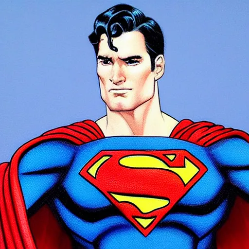 Image similar to hyper realistic portrait of superman with blonde two sides hair and thin face lines