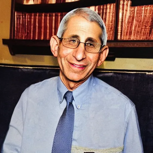 Image similar to a photo of Anthony Fauci looking like dopey from Snow White and the seven dwarves