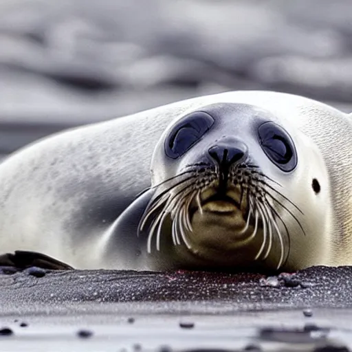 Prompt: a photo of a baikal seal with 300 seal eyes white eyeballs, 4k ultra hd, trending on instagram