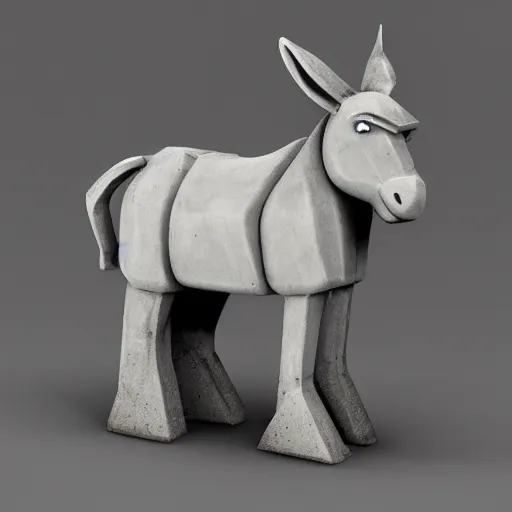 Image similar to donkey made of concrete artstyle