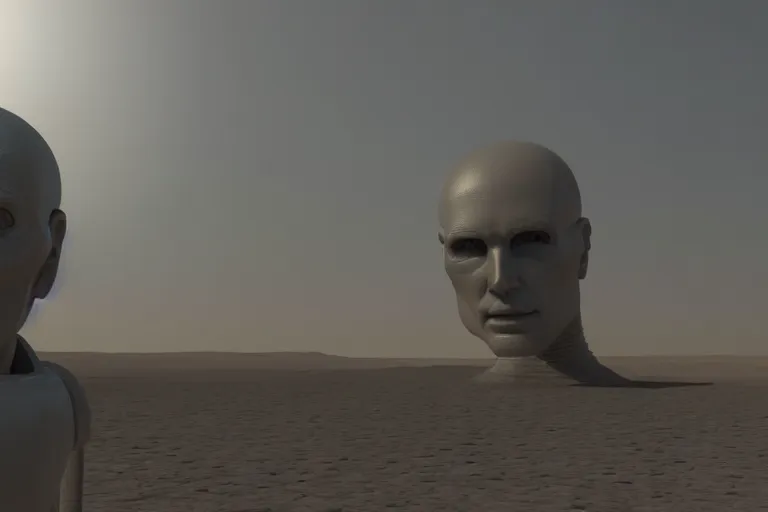 Image similar to realistic human - like man android on mars city low power realistic ambient light and shadow