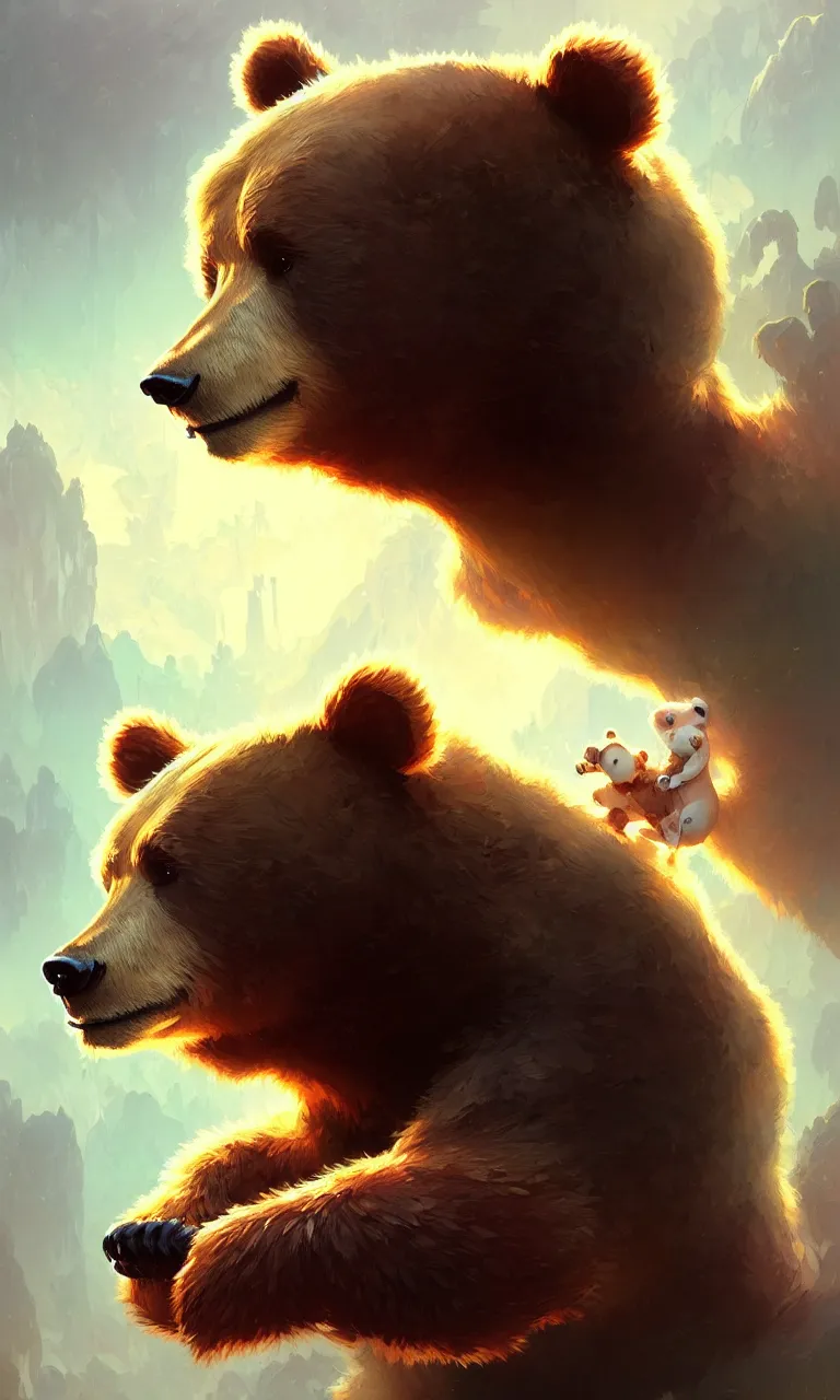 Image similar to cute cartoon bear, sharp focus, illustration, highly detailed, digital painting, concept art, matte, art by wlop and artgerm and greg rutkowski and alphonse mucha, masterpiece