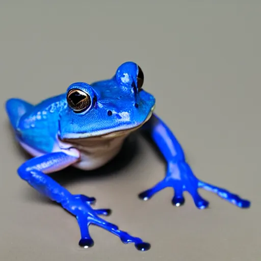 Image similar to a sad blue frog