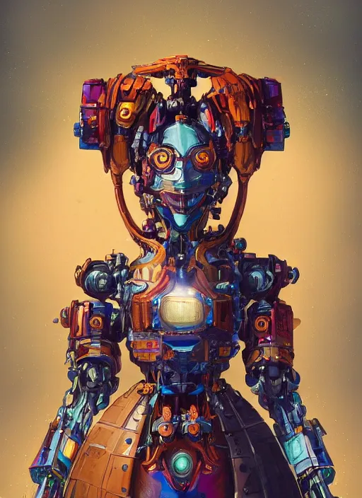 Image similar to an anthropomorphic beautiful mecha female wizard portrait holding a staff wearing colourful robe, fine art, award winning, intricate, elegant, sharp focus, octane render, hyperrealistic, cinematic lighting, highly detailed, digital painting, 8 k concept art, art by jamie hewlett and z. w. gu, masterpiece, trending on artstation, 8 k