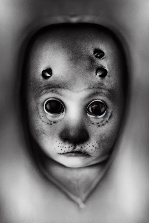 Prompt: “baby harp seal with face tattoos, portrait by Lee Jeffries”