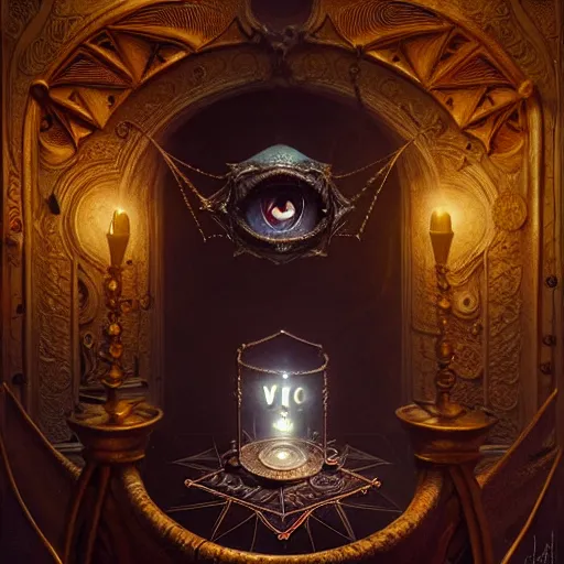 Image similar to Ouija:: by Michal Karcz, Daniel Merriam, Victo Ngai and Guillermo del toro :: ornate, dynamic, particulate, intricate, elegant, highly detailed, centered, artstation, smooth, sharp focus, octane render, 3d