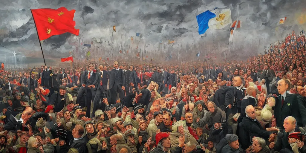 Image similar to fall of putin's regime, 2 0 2 2, detailed painting