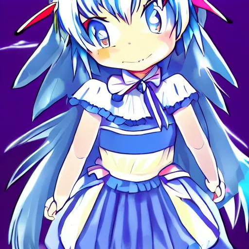 Prompt: a perfect image of Cirno from Touhou Project in the style of Studio MAPPA. Trending on Gelbooru, award-winning deviantart. -W 720 -H 1280