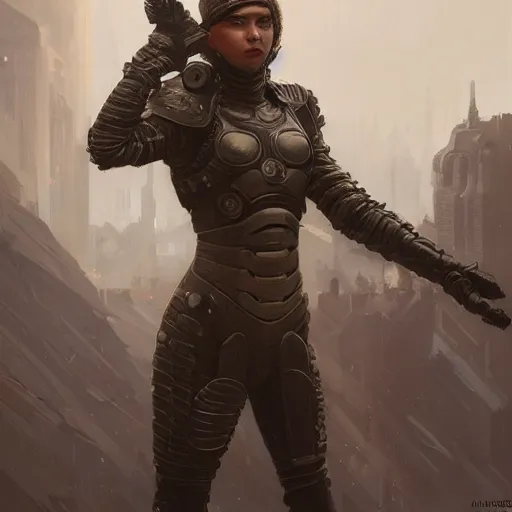 Prompt: scifi dynamic character portrait Painting of a futuristic roman soldier , dystopian mood, intricate, wild, highly detailed, digital painting, artstation, concept art, smooth, sharp focus, illustration, art by artgerm and greg rutkowski and alphonse mucha and roger deakins