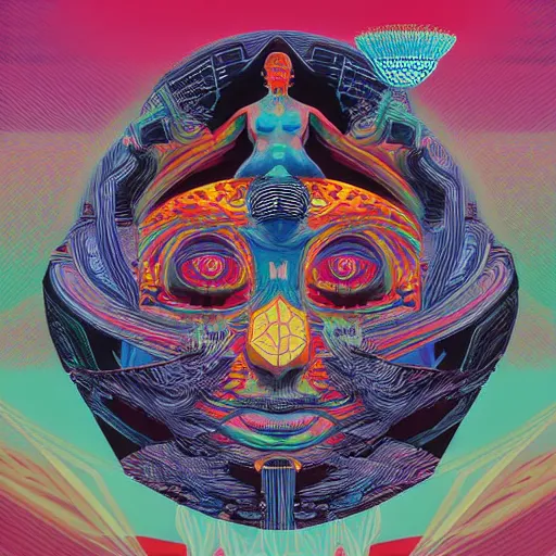 Image similar to album cover design design depicting the alter to the ai machine gods, by jonathan zawada, pi - slices, and tristan eaton, digital art