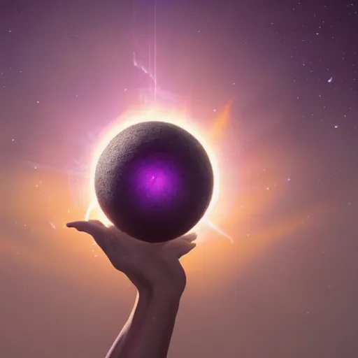 Image similar to centered rule of thirds 5 0 mm film still of a purple orb of radiance and light, 3 d render octane, sharp focus, art by greg rutkowski