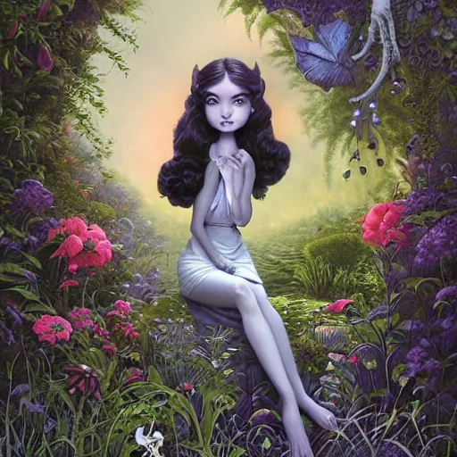 Prompt: !dream Lofi portrait in the garden, Pixar style by Joe Fenton and Stanley Artgerm and Tom Bagshaw and Tim Burton