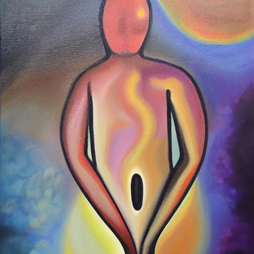 Image similar to private intelligence, mindful existence of soul, oil on canvas