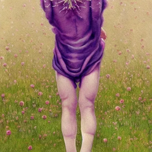 Prompt: little elf, purple tunic, soft hair. light color palate, detailed soft painting, ayami kojima, anatomically correct, inspired in balthus