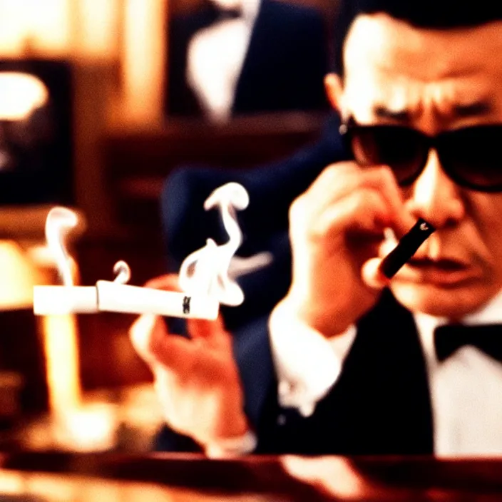 Prompt: smoking trump, wong kar wai style