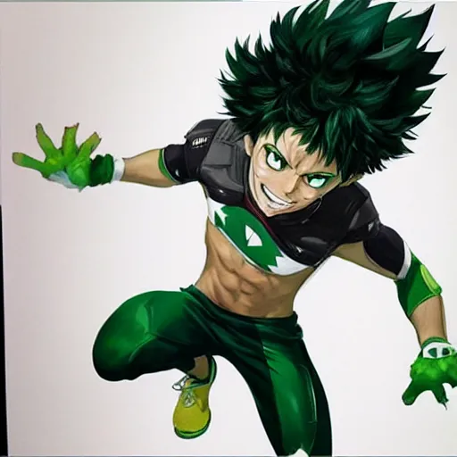 Prompt: Hyper realistic Izuku Midoriya, Greg Rutkowski