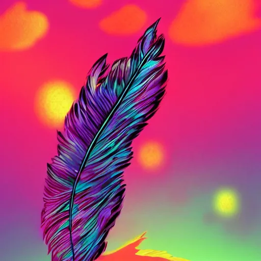 Image similar to skunk, feathers, bird, avian, wings, synthwave, universe background, nebula, galaxy, artstation