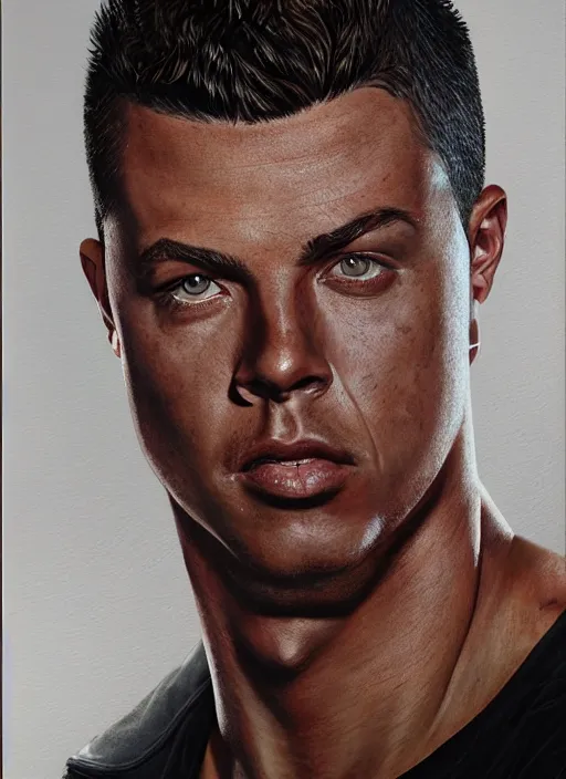 Image similar to portrait of ronaldo nazario, gritty, dark, wearing a leather jacket, very detailed eyes, hyperrealistic, very detailed painting by glenn fabry, by joao ruas, by artgerm