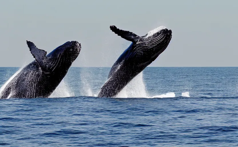 Image similar to whales jumping into sand dunes, photography