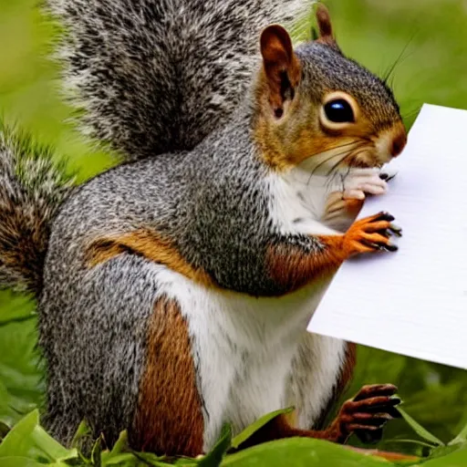 Prompt: a squirrel writing a novel