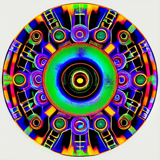 Image similar to cyberpunk neon colored blackhole mandala eye art