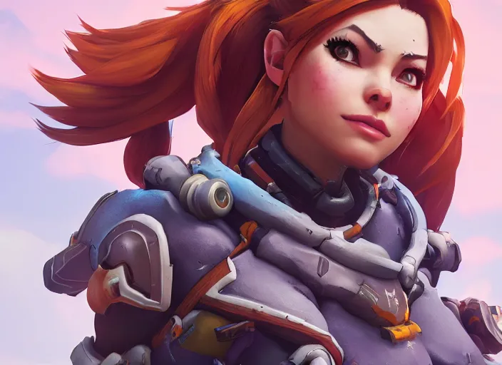 Image similar to one character, overwatch, brigitte, horizon zero dawn, aloy, digital art, high detailed, artstation, octane render