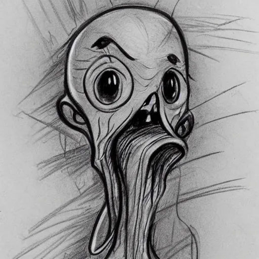 Image similar to milt kahl pencil sketch a lovecraftian zombie horror loomis