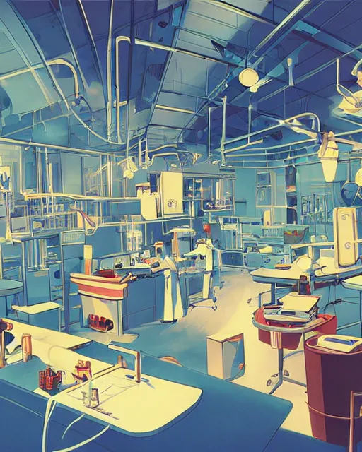 Prompt: science lab. clean cel shaded vector art. illustration art by makoto shinkai and and john berkey