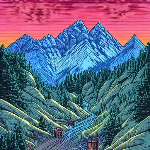 Image similar to Mountains by Dan Mumford