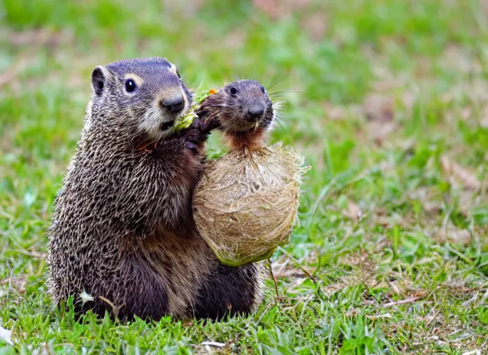 Image similar to groundhog eating an onion