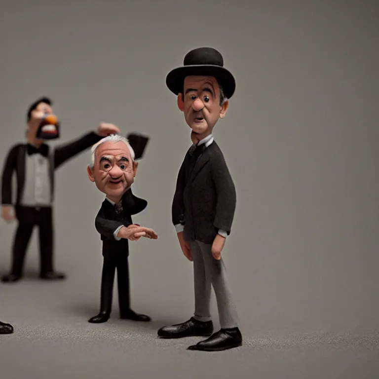 Image similar to a cinematic film still of a claymation stop motion film starring bill murray, shallow depth of field, 8 0 mm, f 1. 8