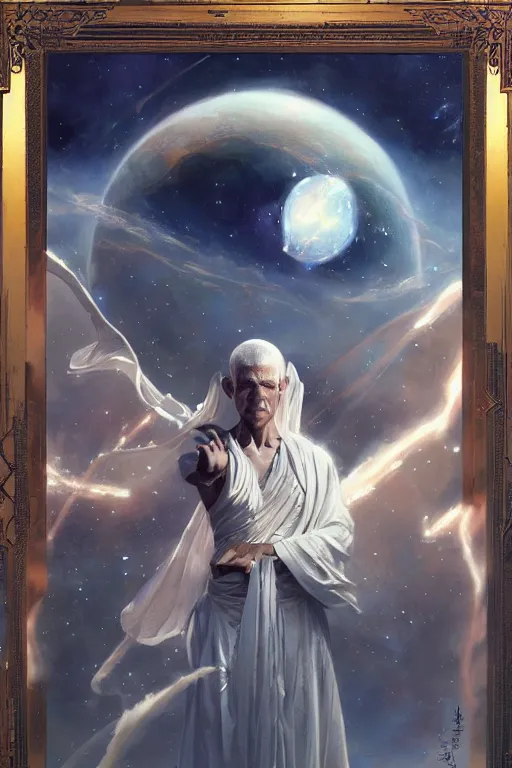 Image similar to space, buddhism, taoism, painting by greg rutkowski, j. c. leyendecker, artgerm