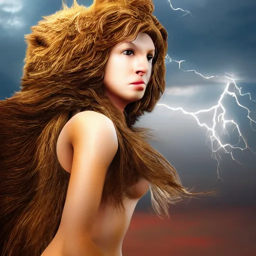 Image similar to girl riding a lion, extremely detailed, high quality, 4 k, cinematic, dramatic lightning, photo realistic, beautiful face, highly detailed face