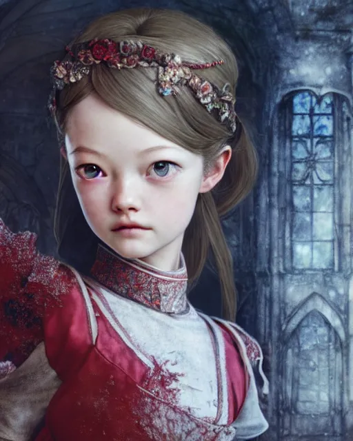 Prompt: character portrait of mackenzie foy with gorgeous detailed eyes in a castle, color page, tankoban, 4 k, tone mapping, doll, akihiko yoshida, james jean andrei riabovitchev marc simonetti, yoshitaka amano, pale, maiden, nobility