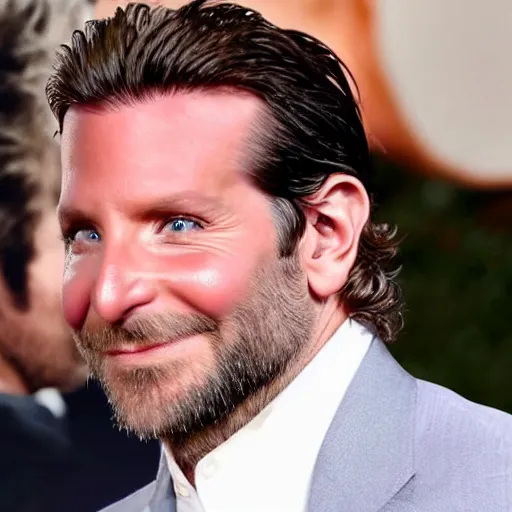 Prompt: shaved bradley cooper with blonde two sides hair