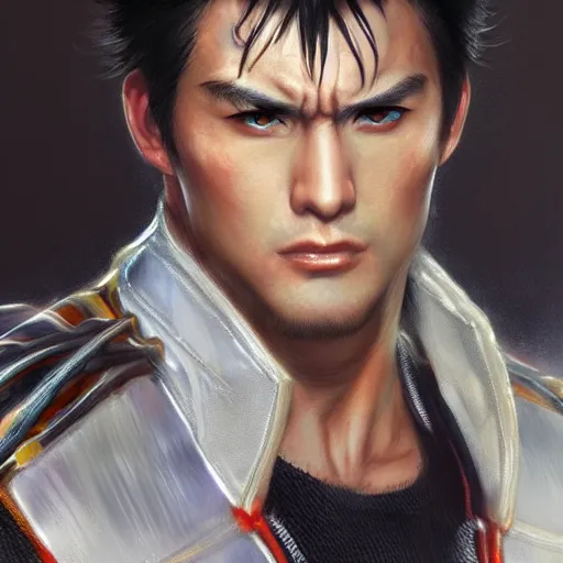 Prompt: Jin Kazama from Tekken, closeup character portrait art by Donato Giancola, Craig Mullins, digital art, trending on artstation