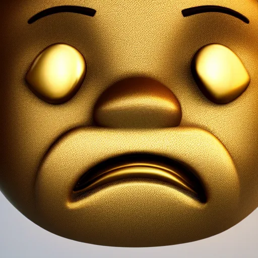 Image similar to full head shot of sad golden emoji, trending on artstation, octane render, insanely detailed, 8 k, hd