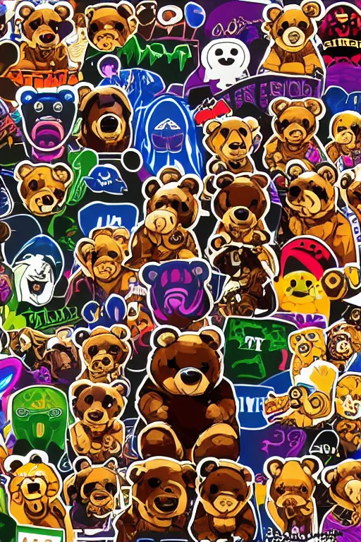 Image similar to in the style of a vector e-sports sticker portrait of an evil teddy bear, highly detailed, colourful, 8k wallpaper