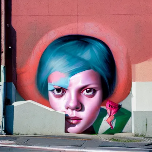 Prompt: pink and orange, street art by Etam Cru and Madsteez Jessie unterholder, katey truhn