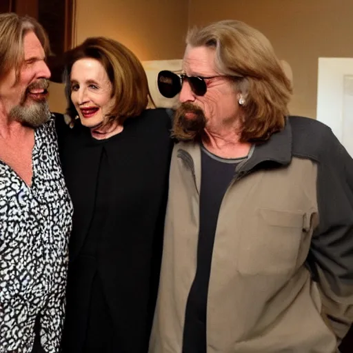 Prompt: the dude abides with nanci pelosi