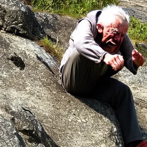 Image similar to the tragic moment of an old man falling off a cliff