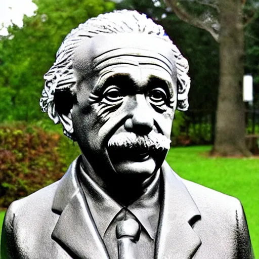 Image similar to Albert Einstein bust made of scrap metal