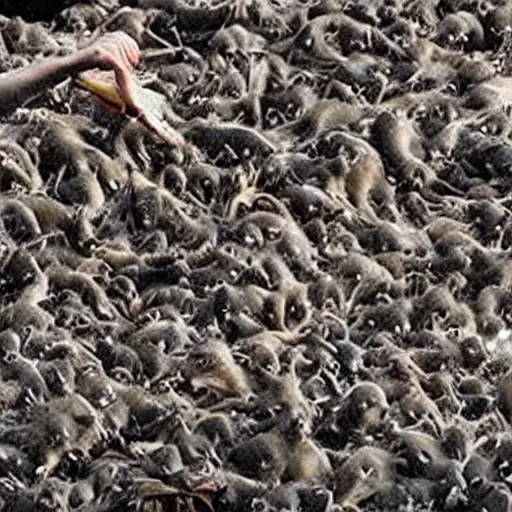 Prompt: 1 0 0 0 rats vs 1 human