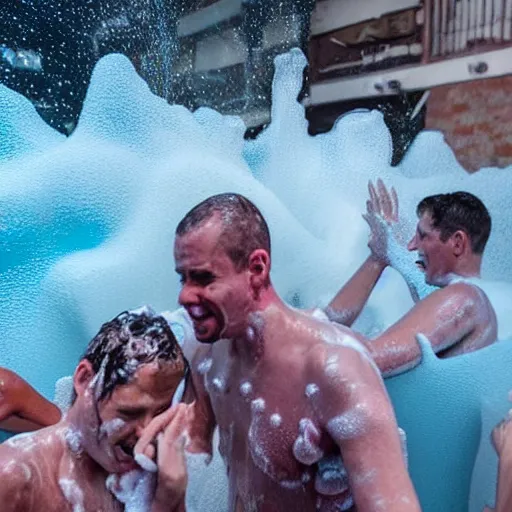 Prompt: bibemus at a foam party