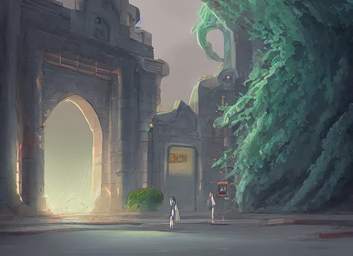 Image similar to a portal to jeddah city, digital painting, concept art, smooth, sharp focus, illustration by studio ghibli
