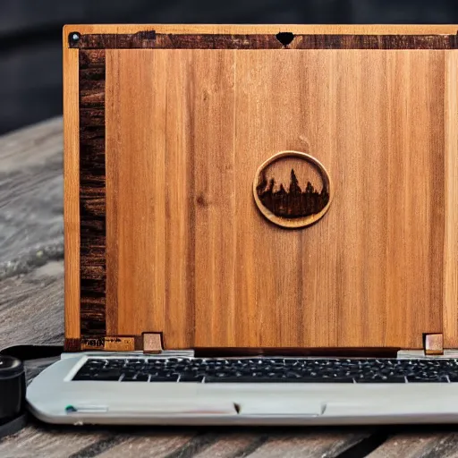 Image similar to a wood masterpiece laptop