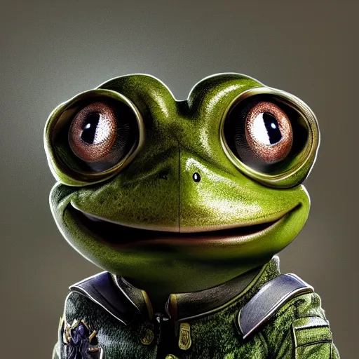 Prompt: an anthropomorphic frog wearing a military uniform, extremely detailed, detailed face, professional lighting, cinematic lighting, cinematic angles