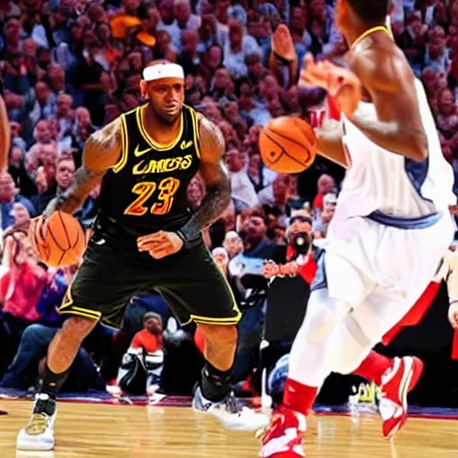 Image similar to Winning ESPN sports photo of year - Lebron James dribbling ball off foot MARK J REBILAS/USA TODAY SPORTS