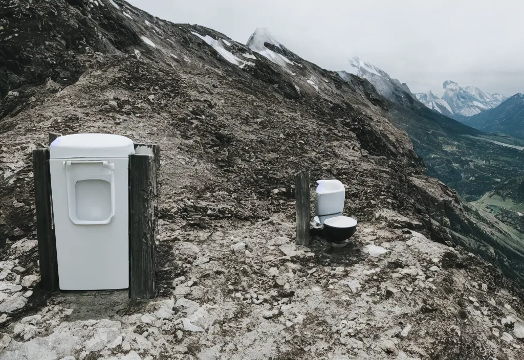 Image similar to a toilette on the top of a mountain